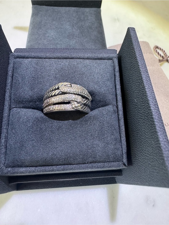 David Yurman Jewelry - David Yurman Sterling Silver Double Loop Labyrinth Diamond Ring Retail $2100